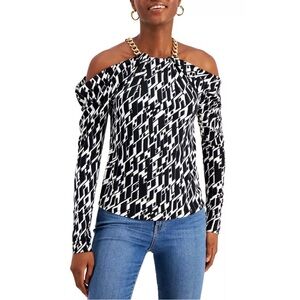 INC INTERNATIONAL CONCEPTS Printed Chain-Strap Top Keeva Geo - Petite Medium